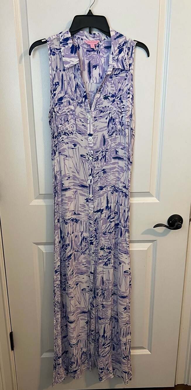 Lilly Pulitzer Lana Sleeveless Button Down Maxi Dress Size M